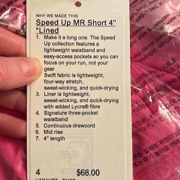 NWT lululemon Speed Up Mid-Rise Lined Short 4" in Sonic Pink Size 4 - Picture 9 of 9